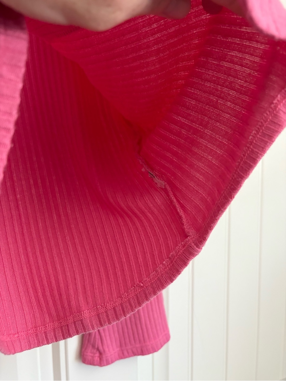 Reformation Gellar Ribbed Knit Crop long sleeve cardigan bright Pink size medium - Picture 7 of 7